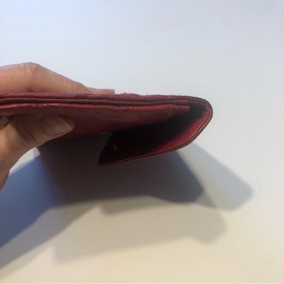 Chanel Authentic Red Quilted Y2K Lambskin Envelope Pochette Clutch Wallet - Picture 4 of 12